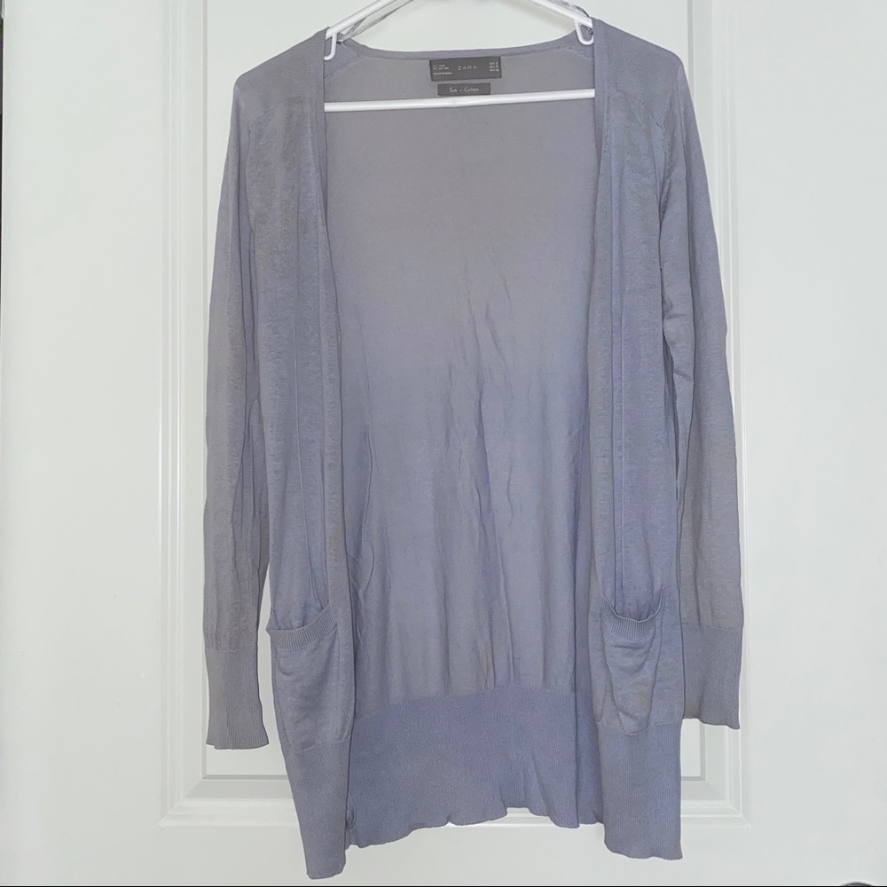 Zara Long Slim Sleeved Silk/cotton Cardigan